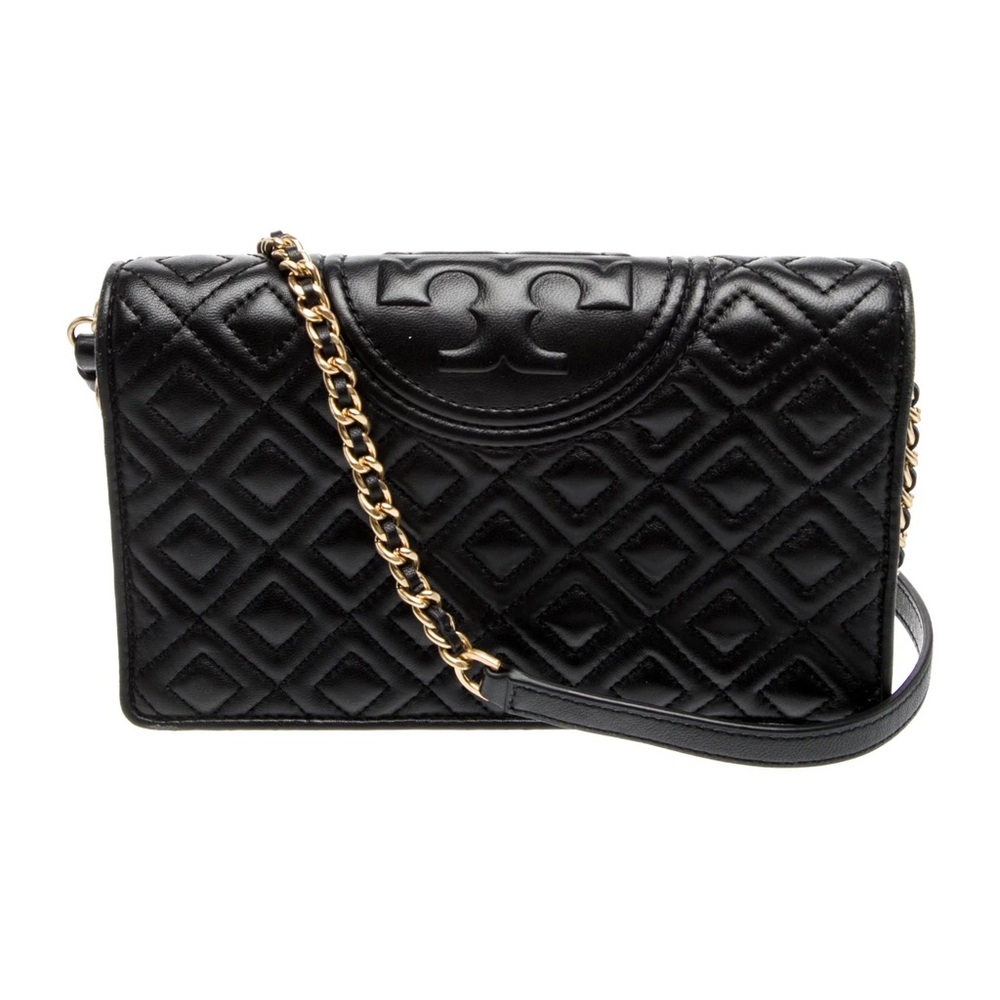 Tory Burch Black Quilted Leather Wallet on a Chain Bag 🖤 like new